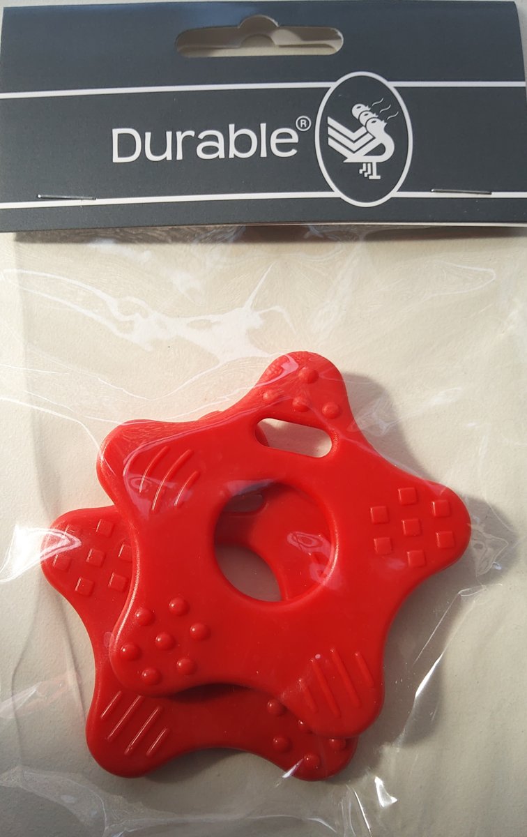   2x Bijtring Ster met noppen figuren Rood 722