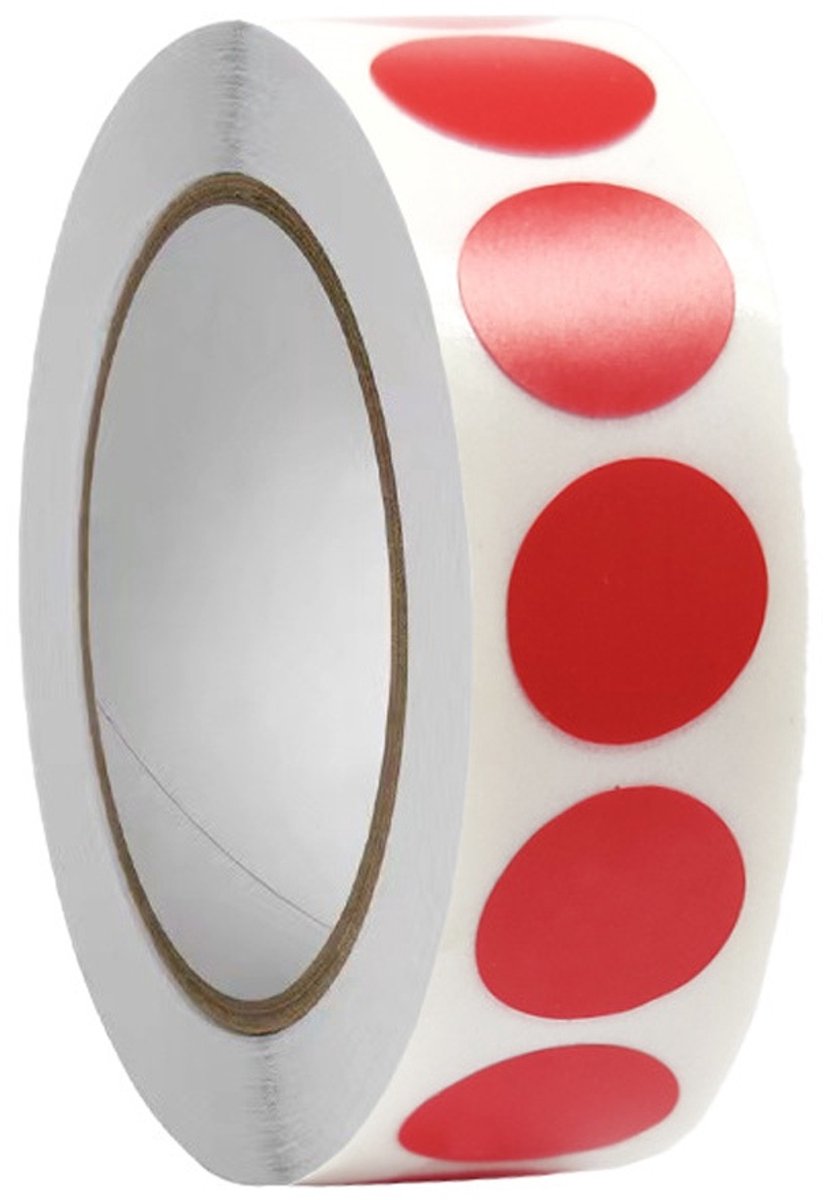 Dussdote Cirkelstickers - Polka Dot Stickers - Codeerlabels - Geschikt voor kantoor, bedrijf, thuis, klaslokaal - 1,3 cm - 1000 stuks - Rood