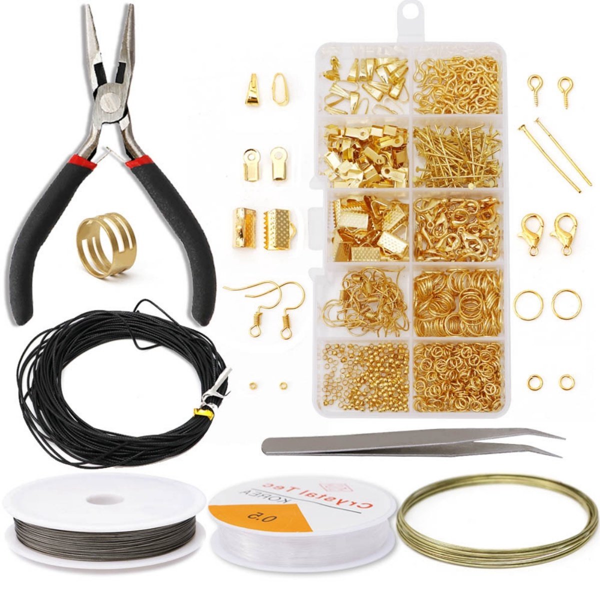   DIY Zelf Sieraden Maken Starter Set - Sieraden maken Set - Oorbellen maken Kit - voor Armbanden, Kettingen en Oorbellen - goud
