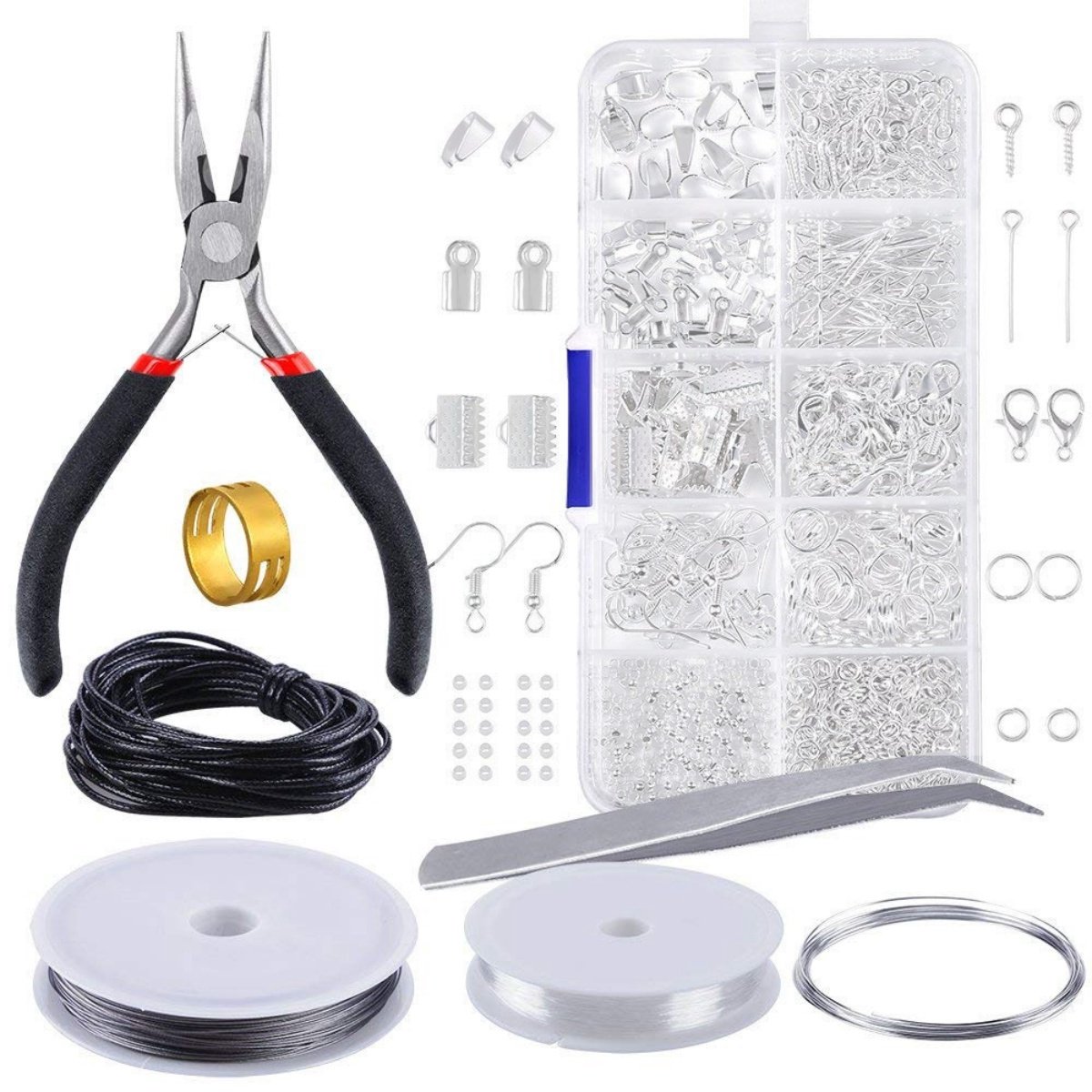 Dussdote DIY Zelf Sieraden Maken Starter Set - Sieraden maken Set - Oorbellen maken Kit - voor Armbanden, Kettingen en Oorbellen - zilver