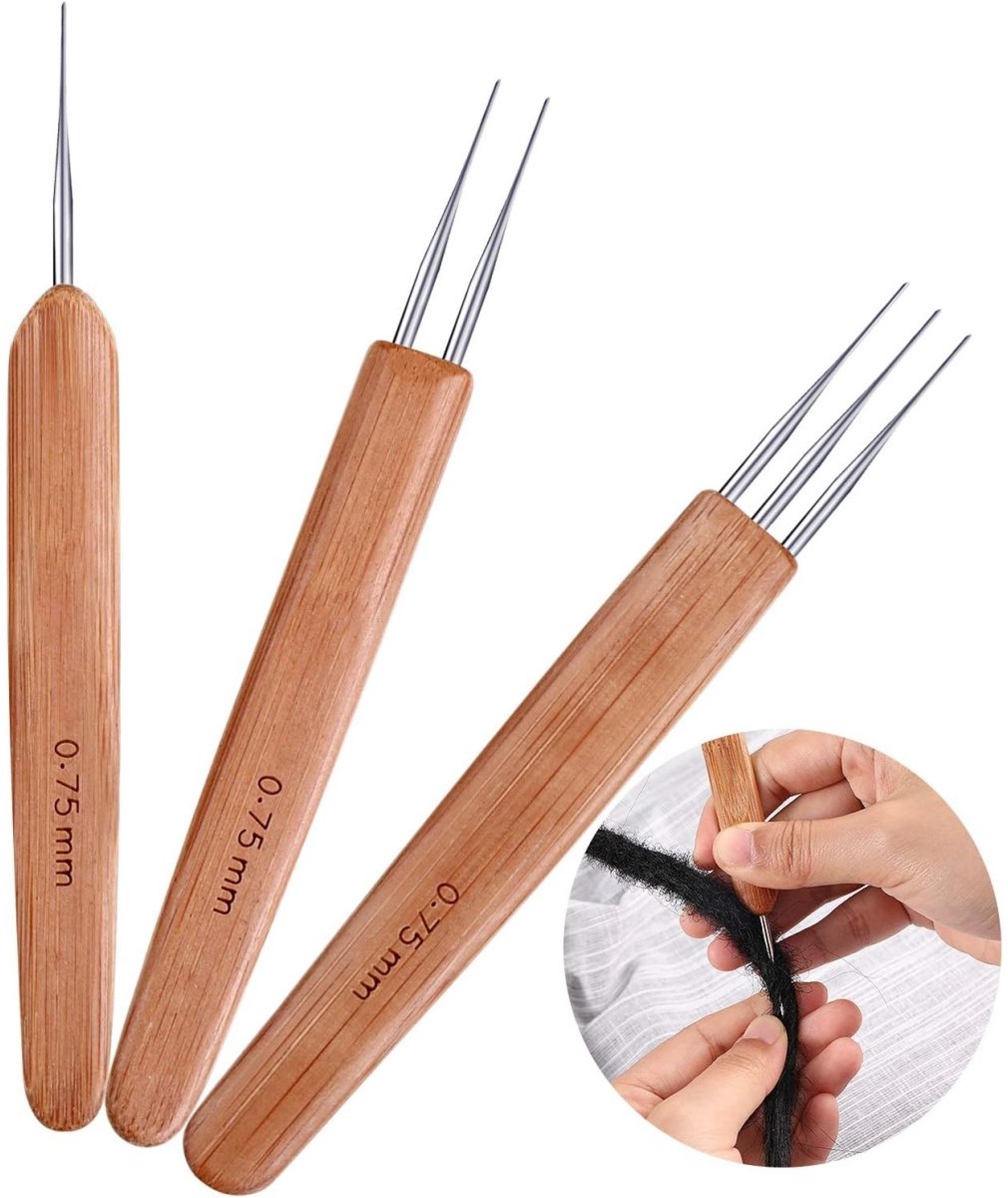 Dussdote Haaknaald - Vlechtnaald - Vlechthaaknaald - Vlechtnaald - Vlechtnaald - Vlechtnaald van bamboe - 0,75 mm - Geschikt voor doe-het-zelf vlechtwerk - 3 stuks
