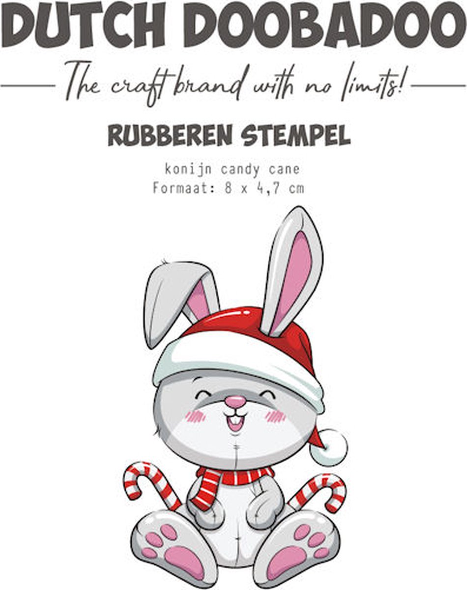 DDBD Rubber stempel Konijn candy cane