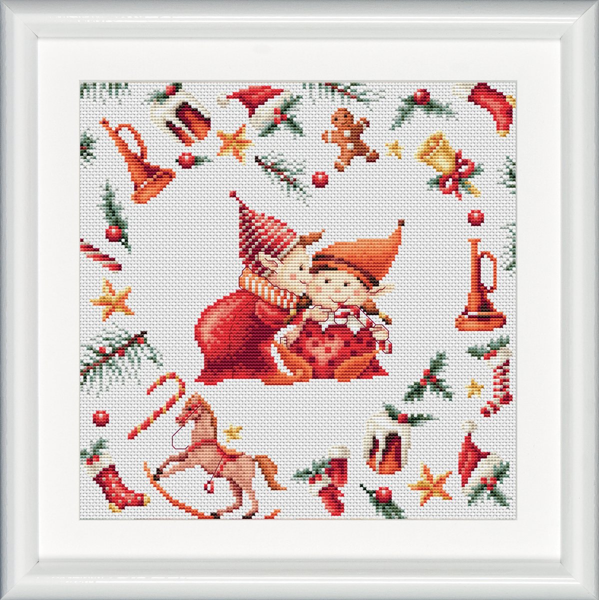 Dutch Stitch Brothers - Counted Cross Stitch Kit - DSB019A - Christmas Elves 3 - Aida - 9,8 x 9,8 Inch - DIY for Adults