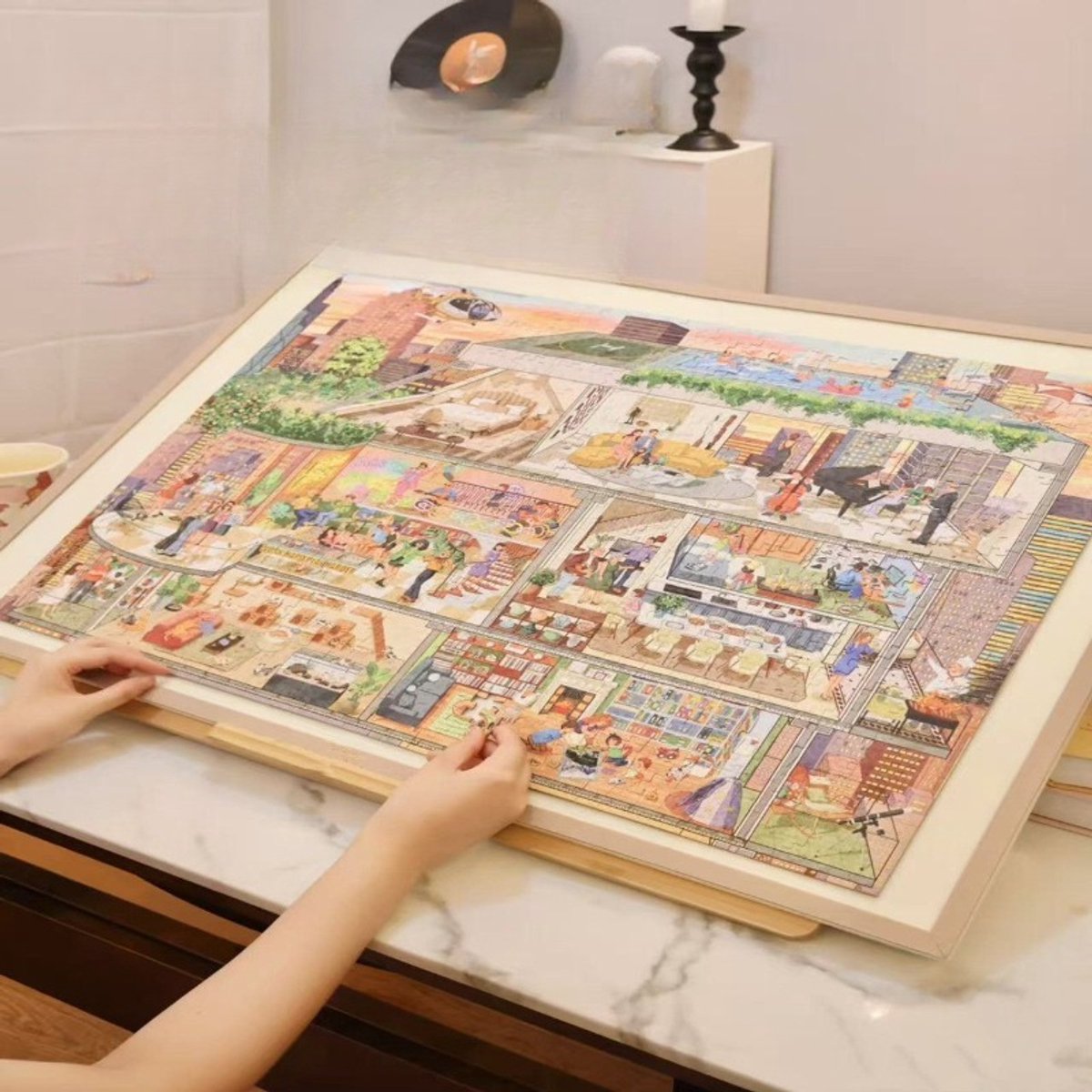 Dutchers Houten Puzzeltafel - Puzzelplaat - Puzzelplank - Puzzelmat Puzzelmap - Puzzelkoffer - Portapuzzle - Draagbaar Puzzelbord voor 1000 stukjes