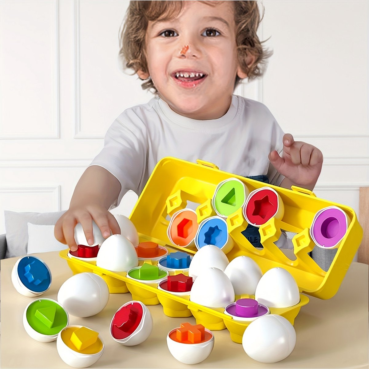 Dutchers® 12 stuks Educatieve Puzzel - Matchende Eieren – Kleurrijk Vormsorteer Spel – Duurzaam Plastic - STEM Speelgoed - Educatief Spel – Vroeg Leren Speelgoed voor Peuterschoolactiviteiten