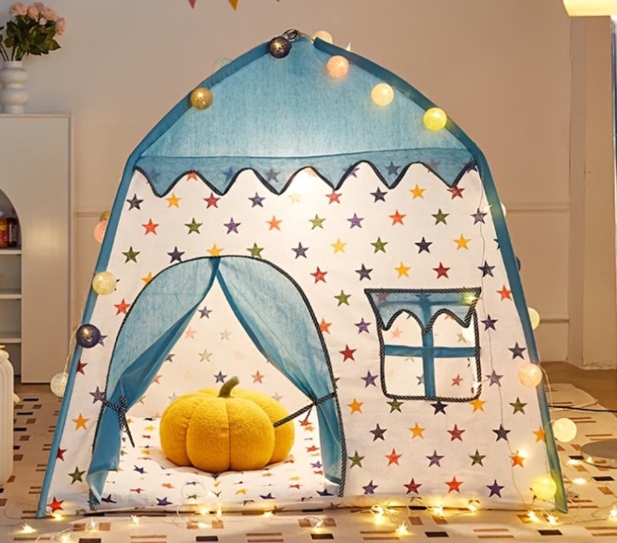  ® Blauwe Sterren Speeltent – Duurzaam Polyester – Voor Binnen & Buiten – Snel Op te Zetten – Magische Tent voor Kinderen Speeltent - Kindertent -   - Tipitent -  je - Zonder verlichting