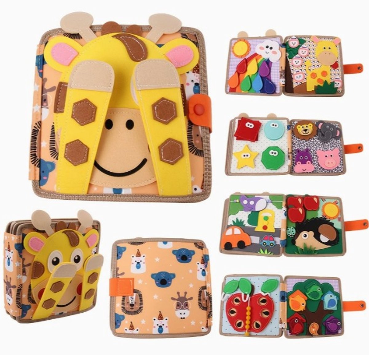 Dutchers® Montessori Activiteitenboek – Sensorisch Speelgoed voor Peuters – Vilt Boek met Dieren, Kleuren & Vormen – Motoriek Ontwikkeling – Educatief & Draagbaar – Busy Book zonder Tekst