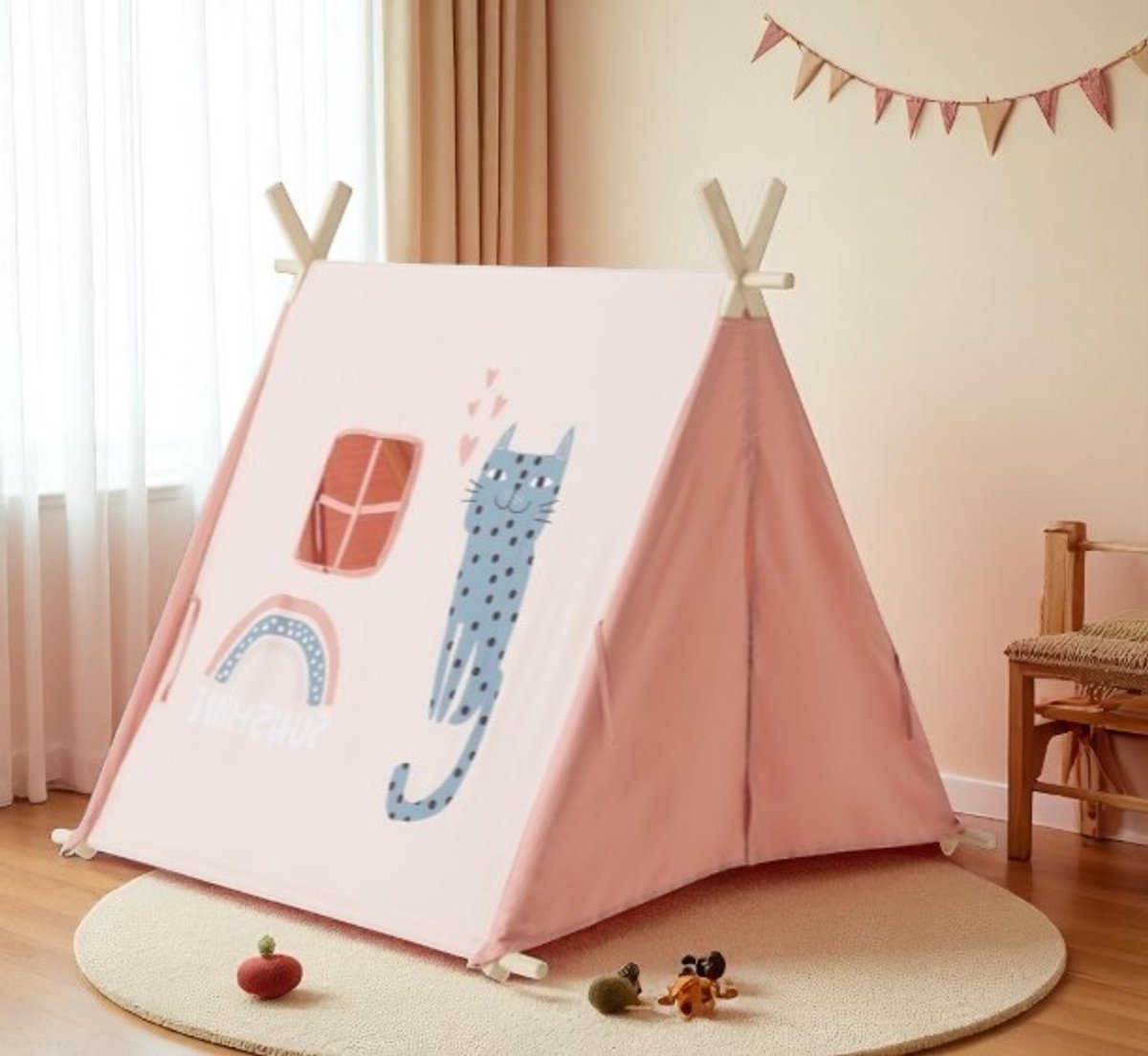  ®   Kinderen - Kindertent - Speelhuis - Tipitent - Speelhuisje - Tent Meisjes - Indianen Tent - Binnen en Buiten Tent - Roze