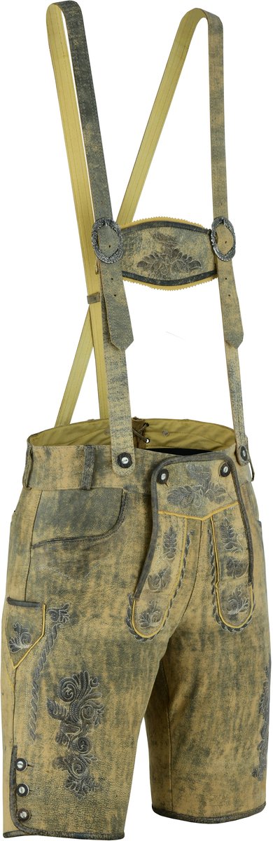 Dynamite Gear® - Lederhosen Men - Oktoberfest Costume Men - Short Lederhosen - Fancy Dress Men - Carnival Costume - Brown/Black - Size XXL