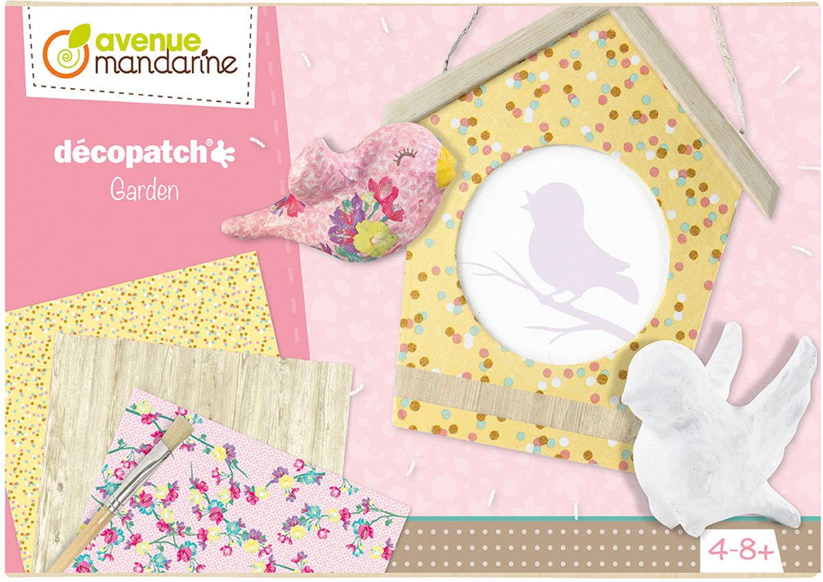 Decoupage knutselpakket Tuin met vogelhuis fotolijstje