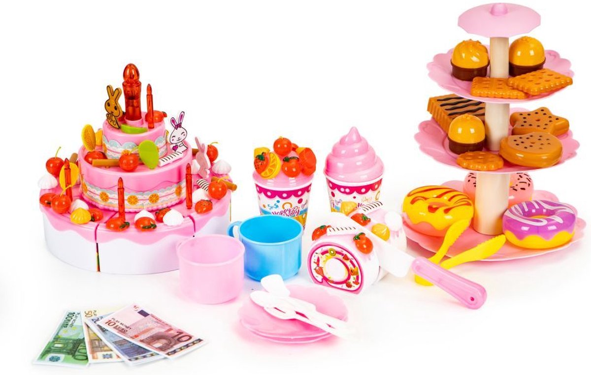 Cake series DIY delicious cake 125 delige set met snijdbare taart - Met licht en geluid - Perfect voor feestjes - Geschikt voor kinderen vanaf 3 jaar