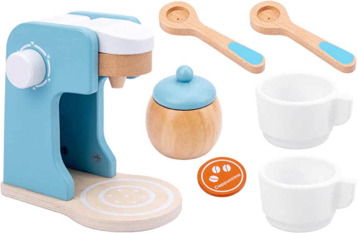 Eco Toys Blauw Houten Koffiezetapparaat HC493384