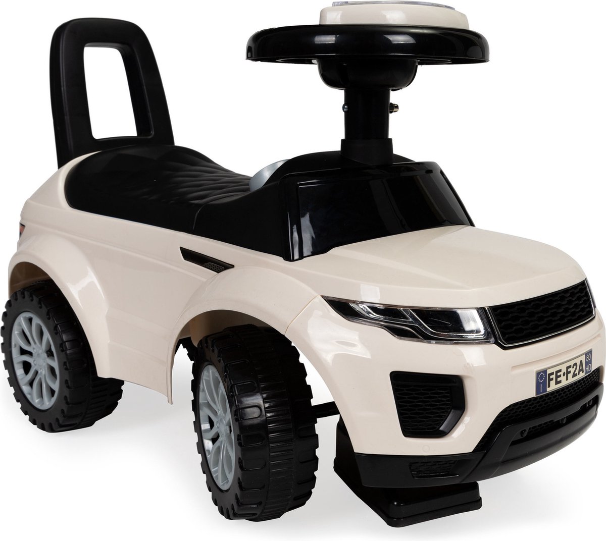 Loopauto - met geluid - 62,5x28x40 cm - wit