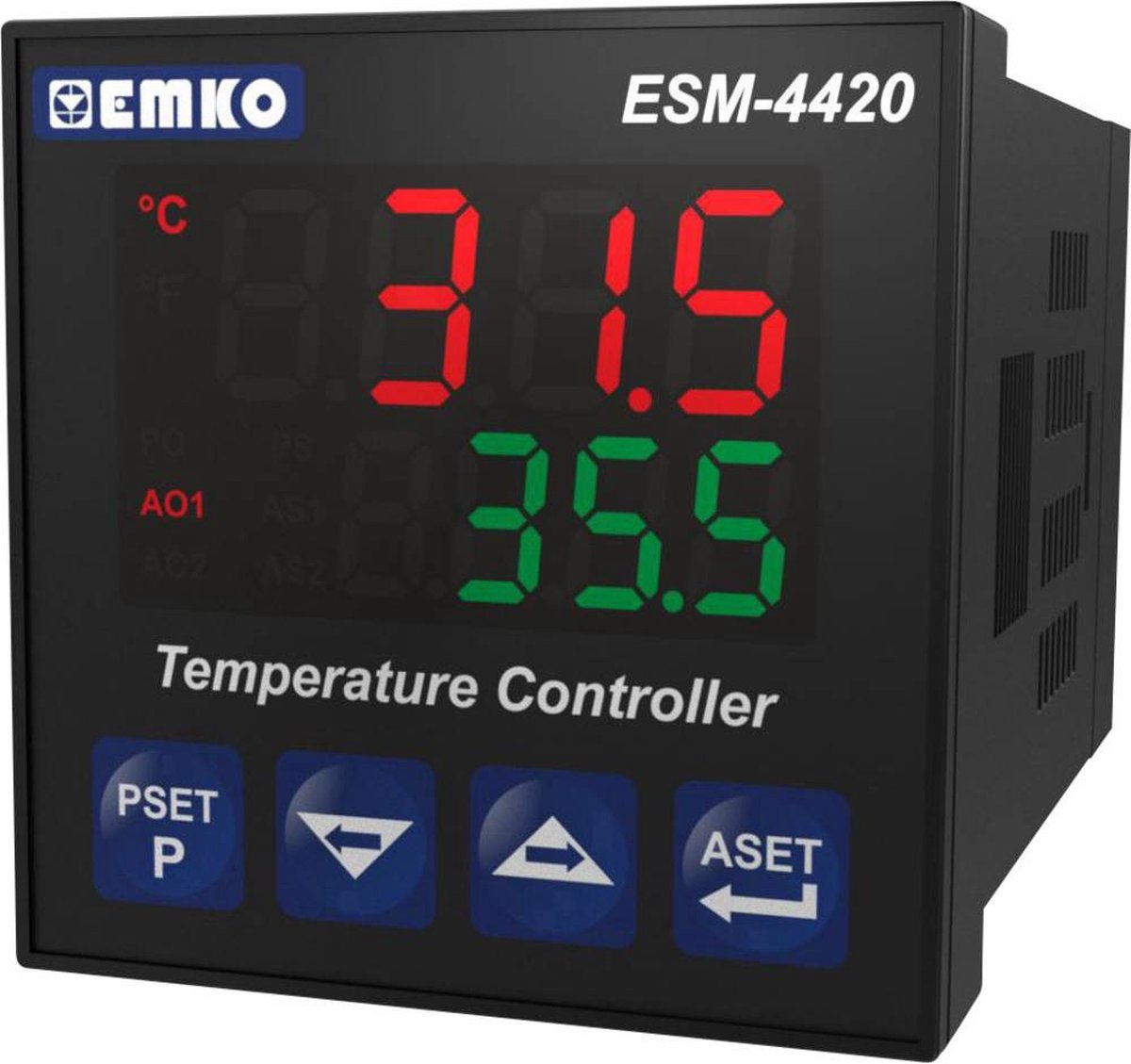 Emko ESM-4420 2-punt, P, PI, PD, PID Temperatuurregelaar J, K, R, S, T -200 tot 1700 °C Relais 5 A, SSR (l x b x h) 95