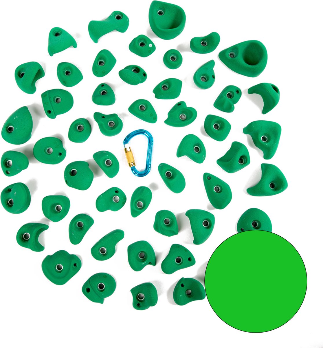 klimgrepen serie mega pack – set van 50 – maat m – Fluo groen