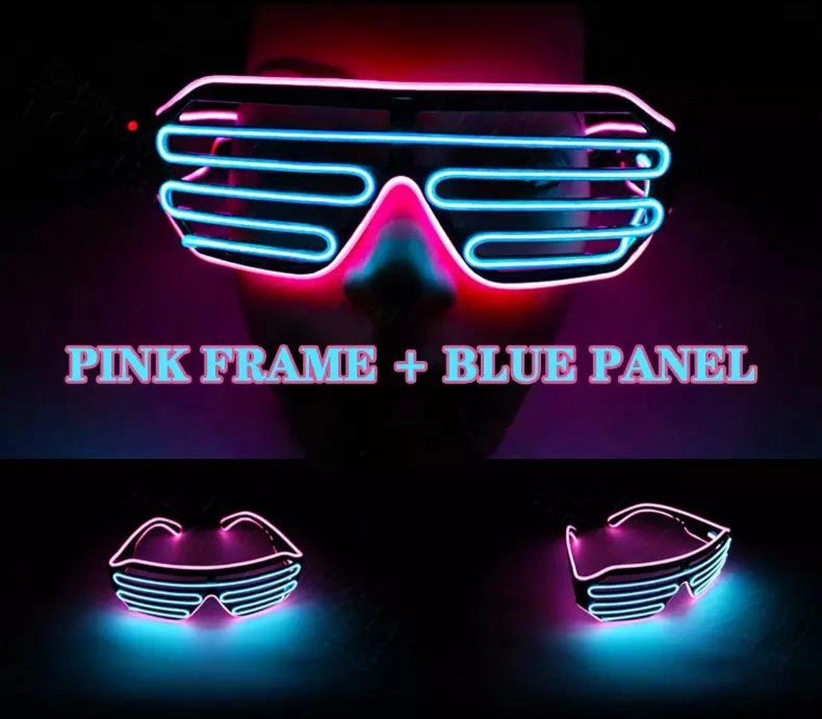Carnaval - LED bril basic - Festivalbril - LED verlichting - PINK-BLUE