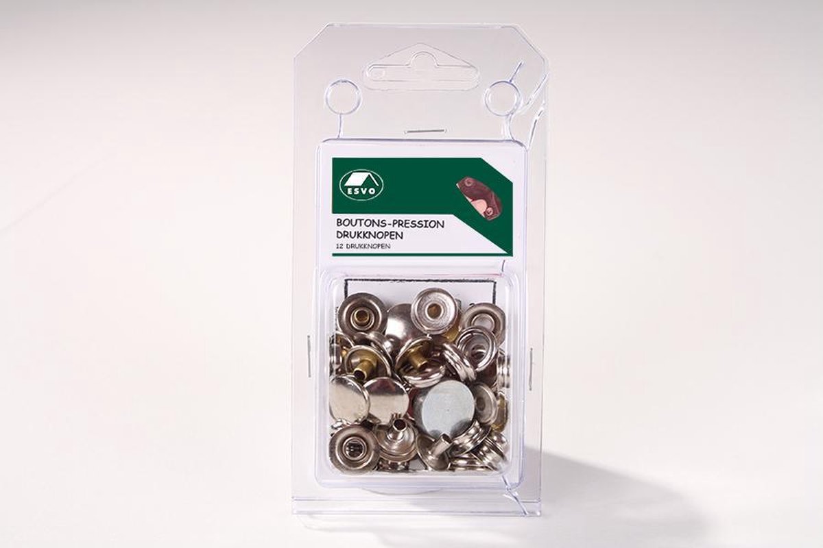 Set ESVO drukknopen 15 mm. 12 stuks.