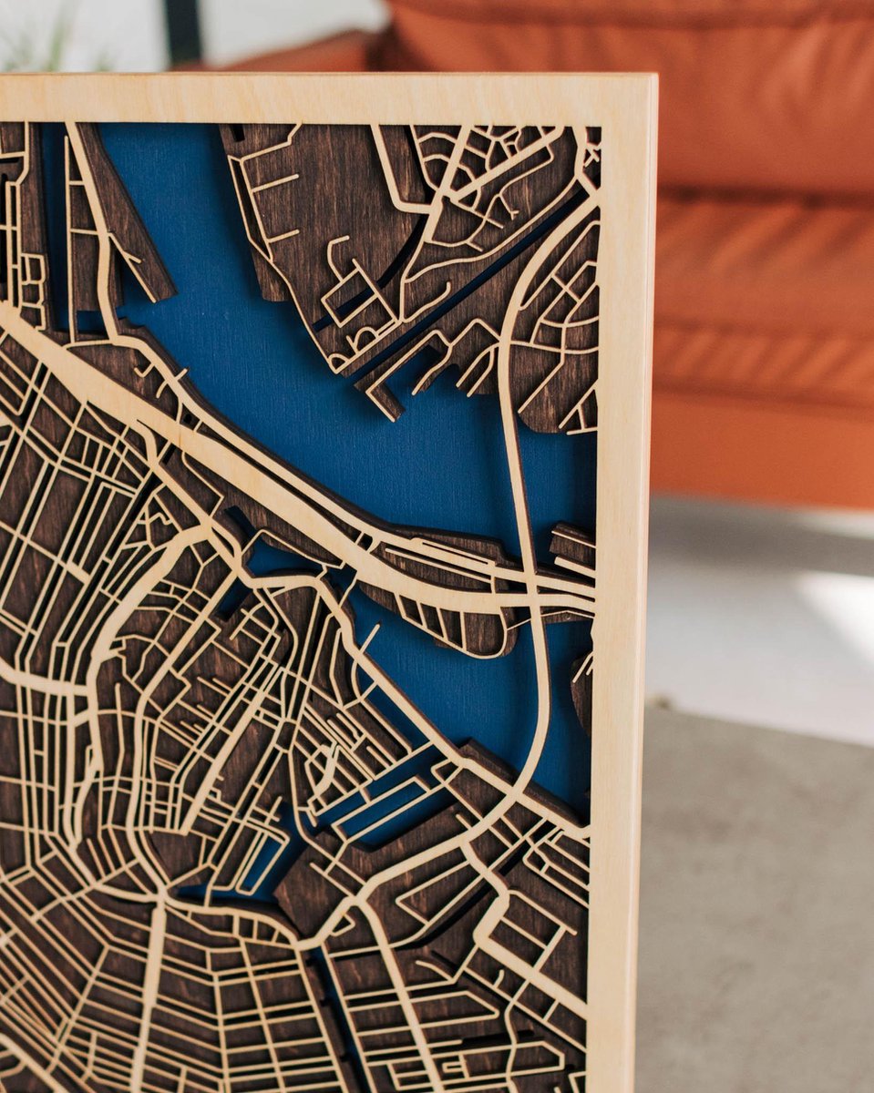 Houten Stadskaart Amsterdam 3D - M (30 x 20 cm)