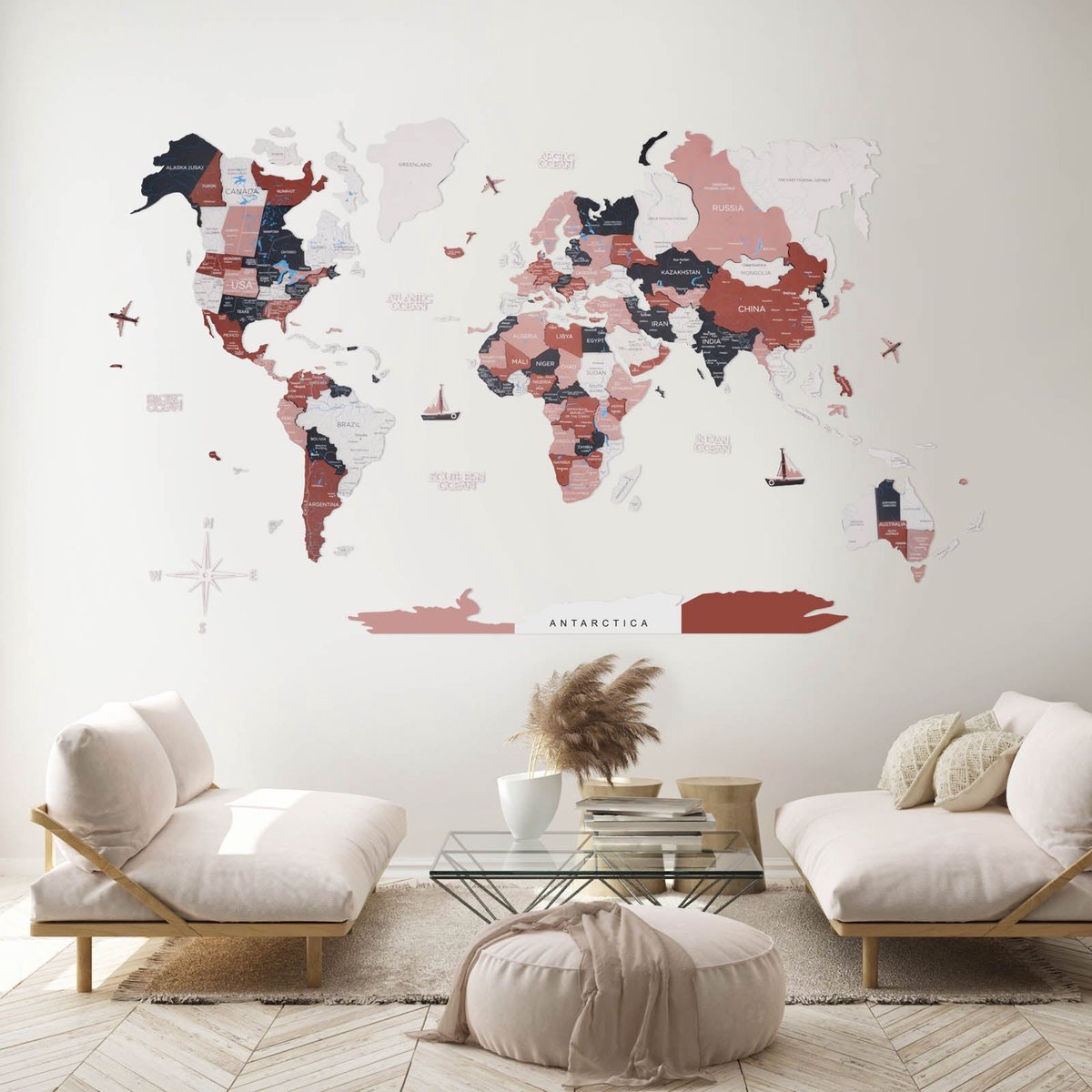 Houten   3D - Rustic - XL (200 x120 cm)