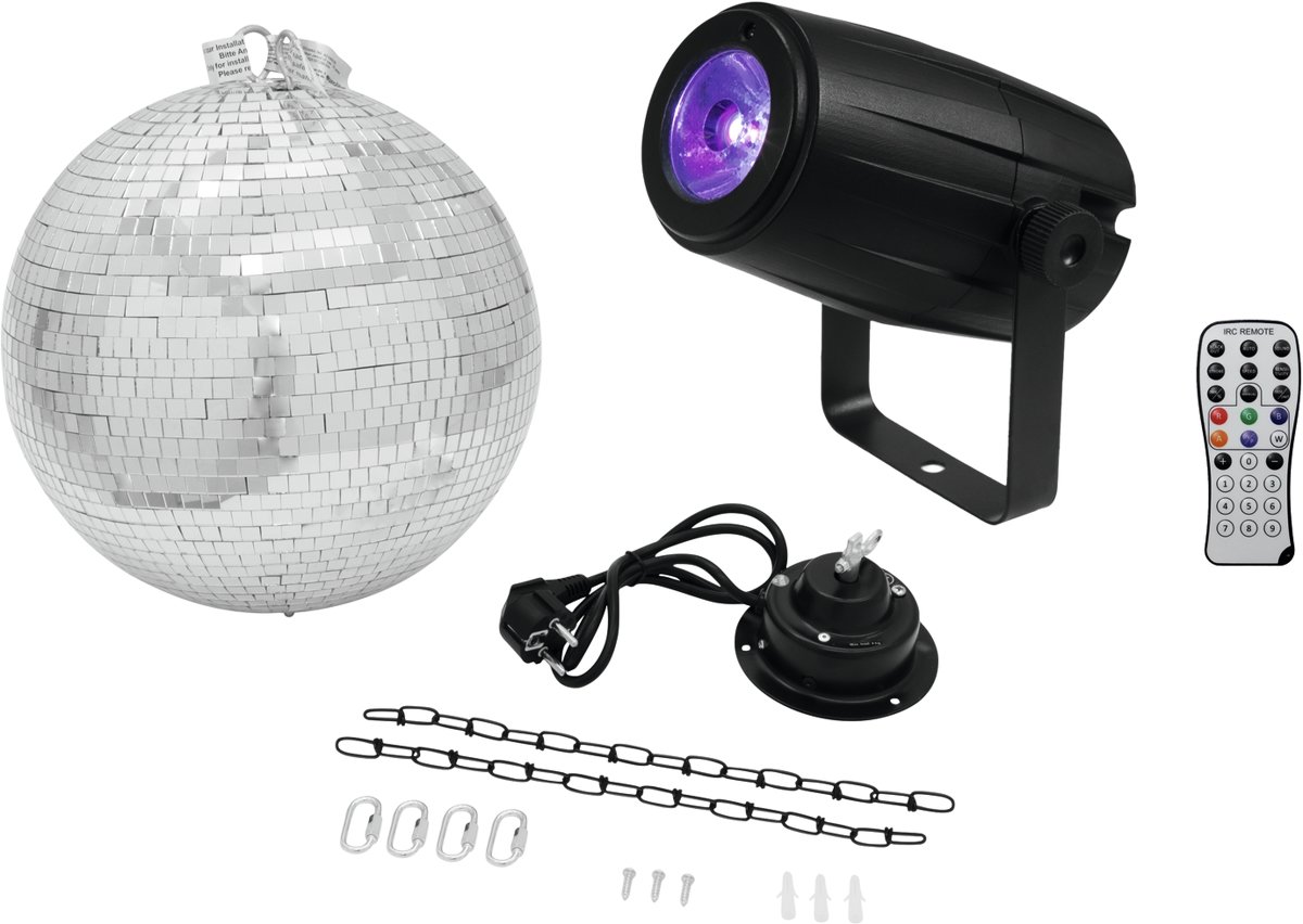   Mirror Ball 30cm with motor + LED PST-5 QCL Spot bk
