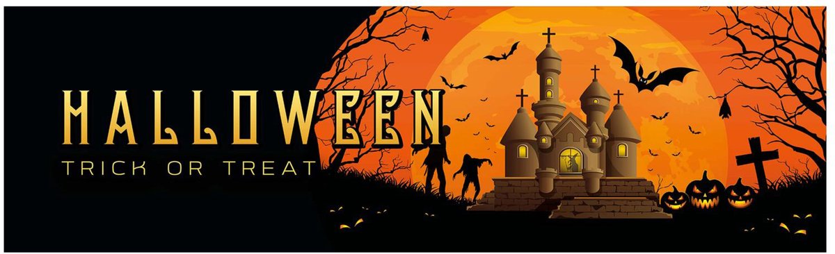 Europalms Halloween Banner, Geisterhaus 300x90cm - Halloweendecoratie