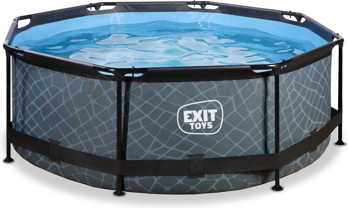 EXIT Stone zwembad ø244x76cm met filterpomp - grijs