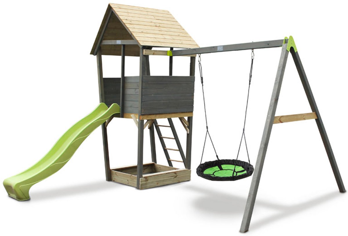 EXIT Aksent Speeltoren met aanbouwschommel (nestschommel)