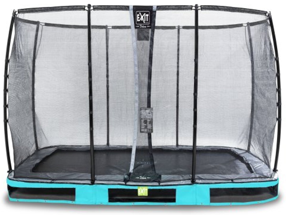 EXIT Elegant Premium inground trampoline 214x366cm met Deluxe veiligheidsnet - blauw