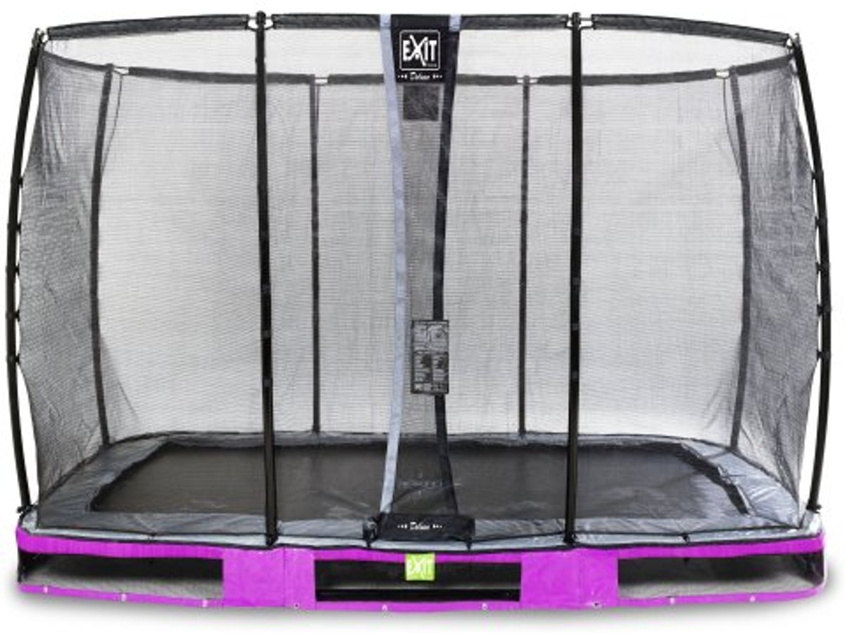 EXIT Elegant Premium inground trampoline 214x366cm met Deluxe veiligheidsnet - paars