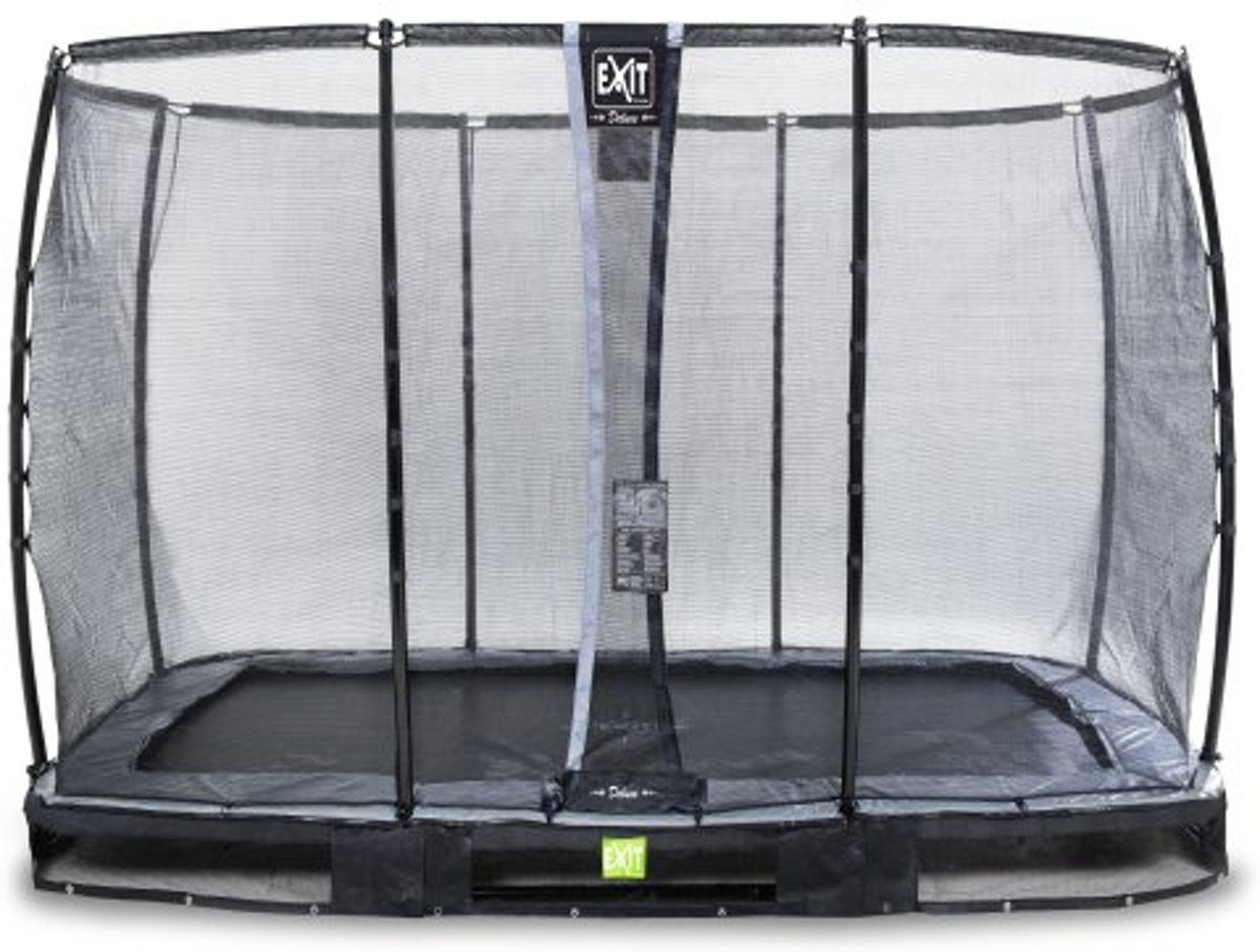 EXIT Elegant Premium inground trampoline 214x366cm met Deluxe veiligheidsnet - zwart