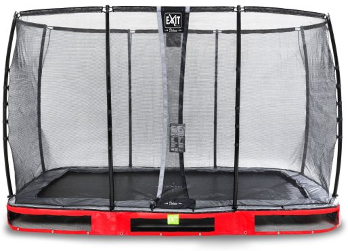 EXIT Elegant Premium inground trampoline 244x427cm met Deluxe veiligheidsnet - rood