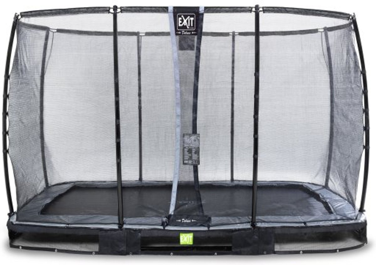 EXIT Elegant Premium inground trampoline 244x427cm met Deluxe veiligheidsnet - zwart