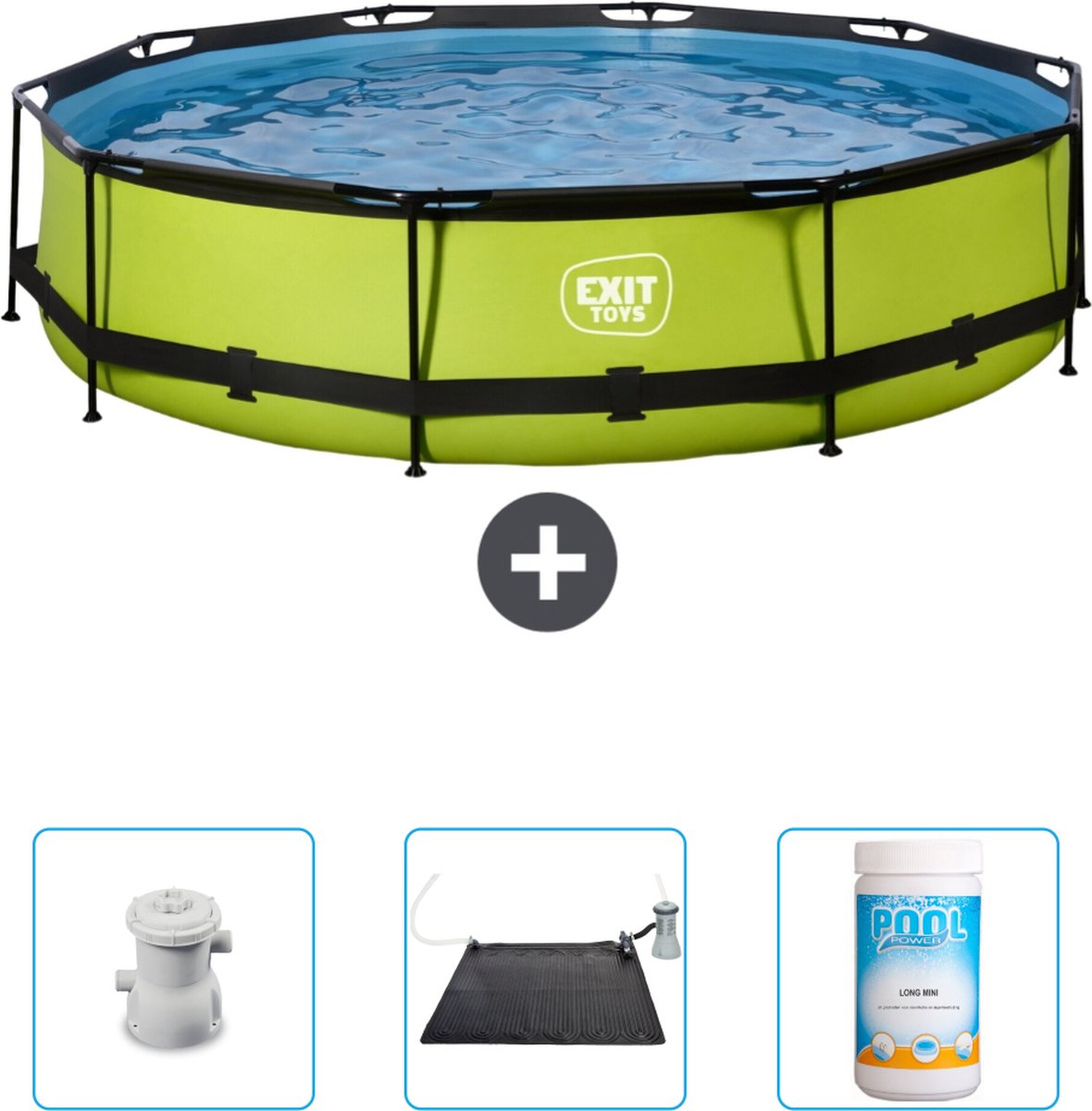 EXIT Rond Lime Frame Zwembad - 360 x 76 cm - Inclusief Pomp - Solar Mat - Chloor - Nu extra voordelig