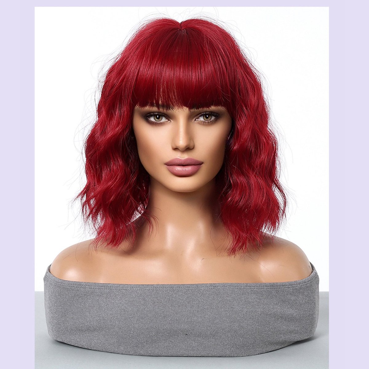 EYUSALL Krullende Pruik - Bob Pruiken Dames Kort - Natuurlijk ogende Dagelijkse Pruik - Rood