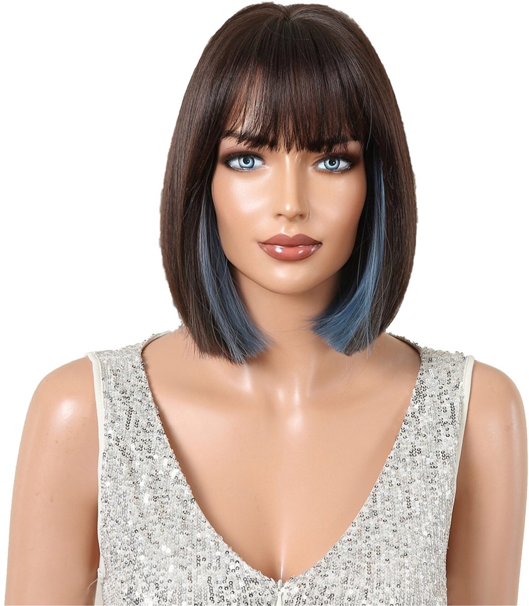 EYUSALL Natuurlijk ogende Damespruik - Kort - zwart pruiken - Ultra Zacht & Ademend - Geschikt voor Dagelijks Gebruik en Feesten