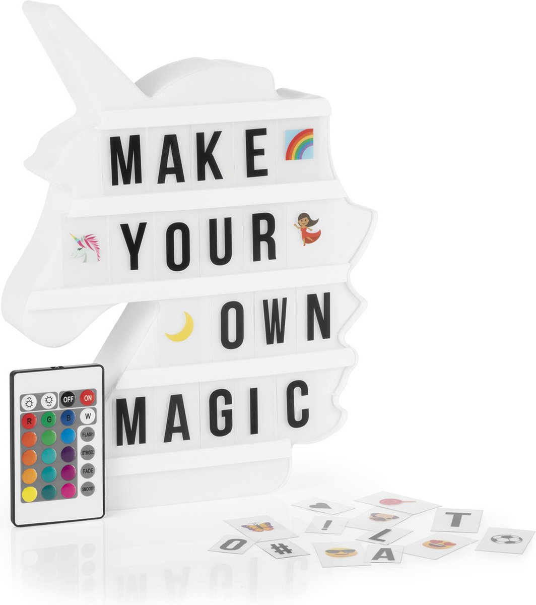 EASYmaxx LED lichtbak eenhoorn - 173 letters & 150 moodjis
