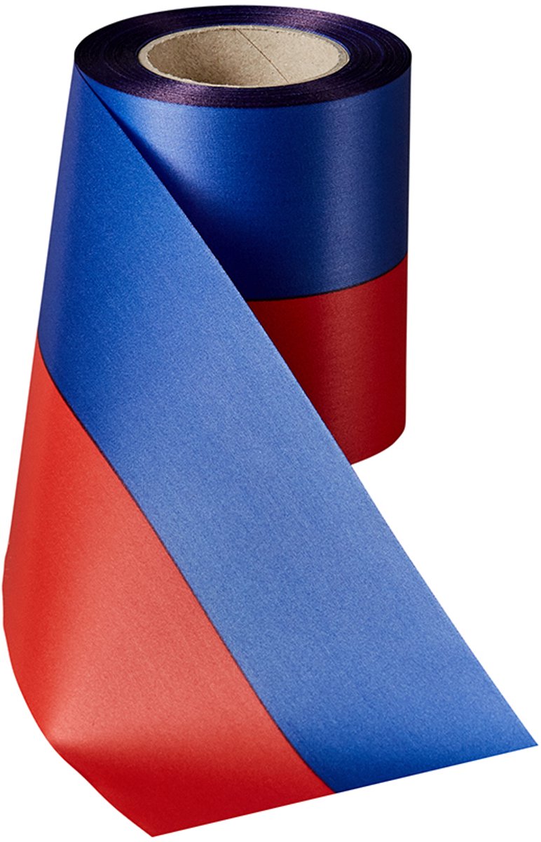 Rouwlint sierlint sjerp 100 MM blauw rood bedrukbaar composteerbaar rol 25 meter