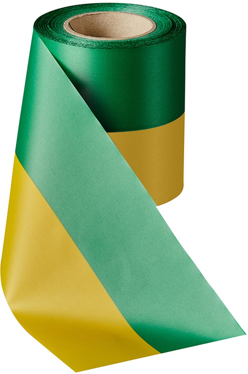 Rouwlint sierlint sjerp 100 MM groen-geel bedrukbaar composteerbaar rol 25 meter