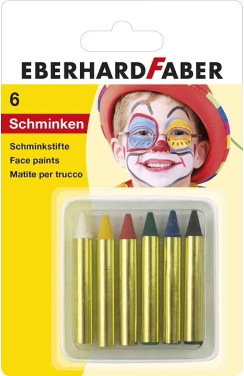 Schminkstiften Eberhard Faber klein, set 6 kleuren op  blisterkaart