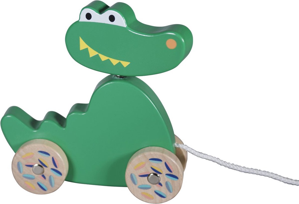 Ebulobo Houten Speelgoed Trekfiguur Krokodil Groen