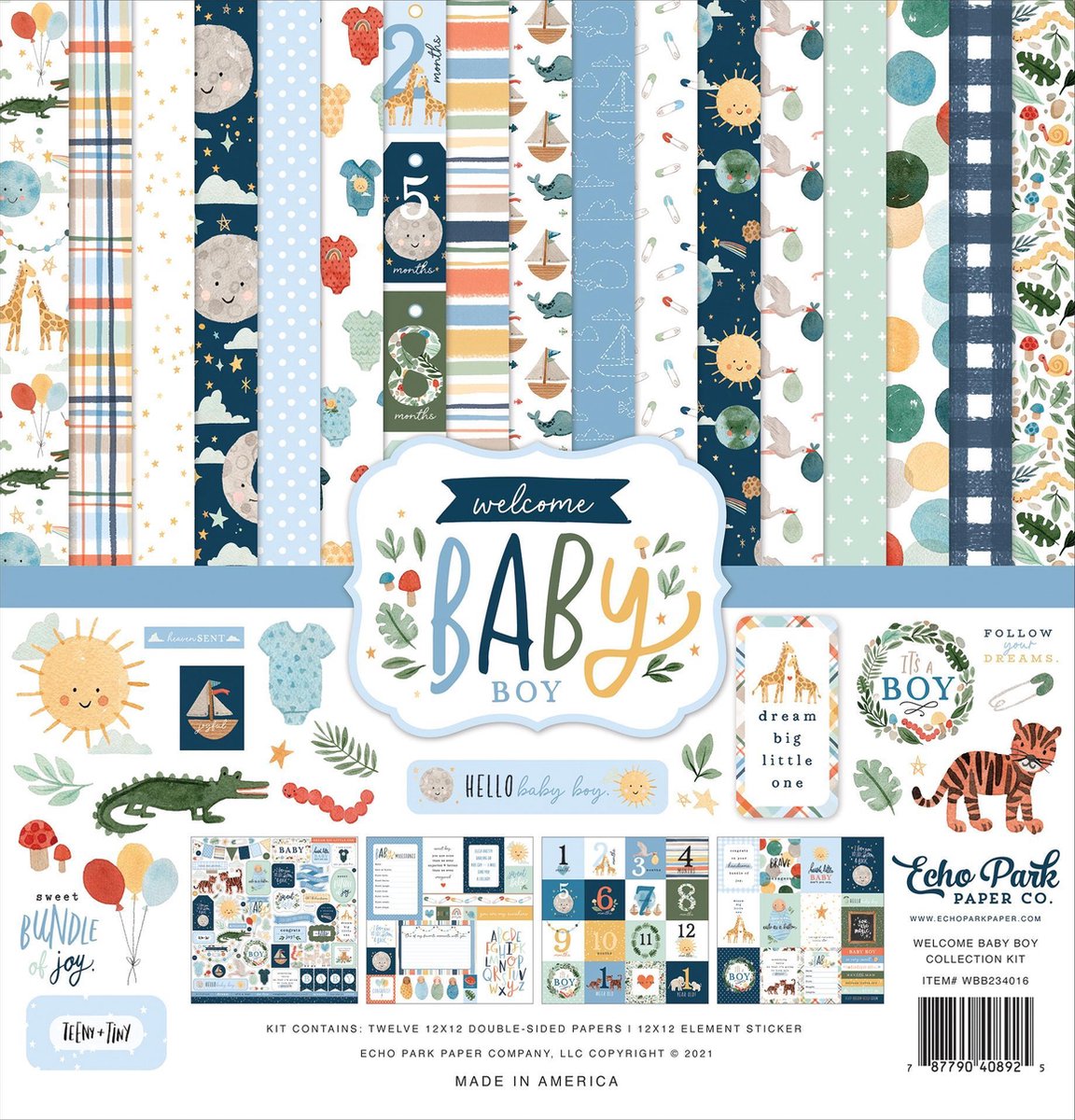 Echo Park Welcome Baby Boy 12x12 Inch Collection Kit (WBB234016)