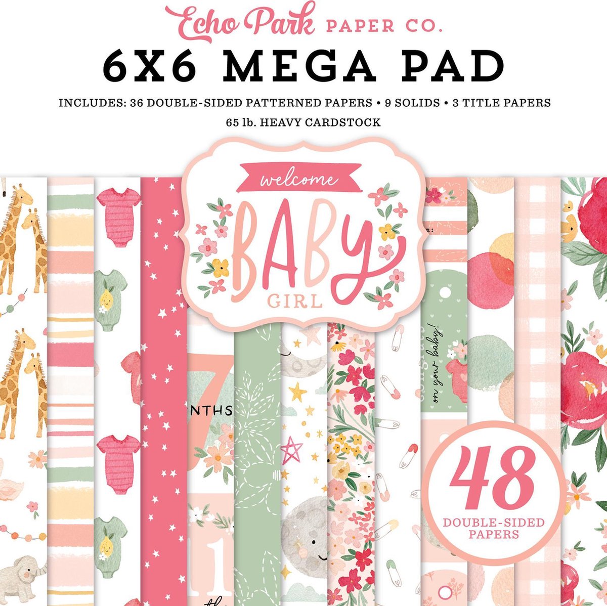 Echo Park Welcome Baby Girl 6X6 Inch Cardmakers Mega Pad (WBG233031)