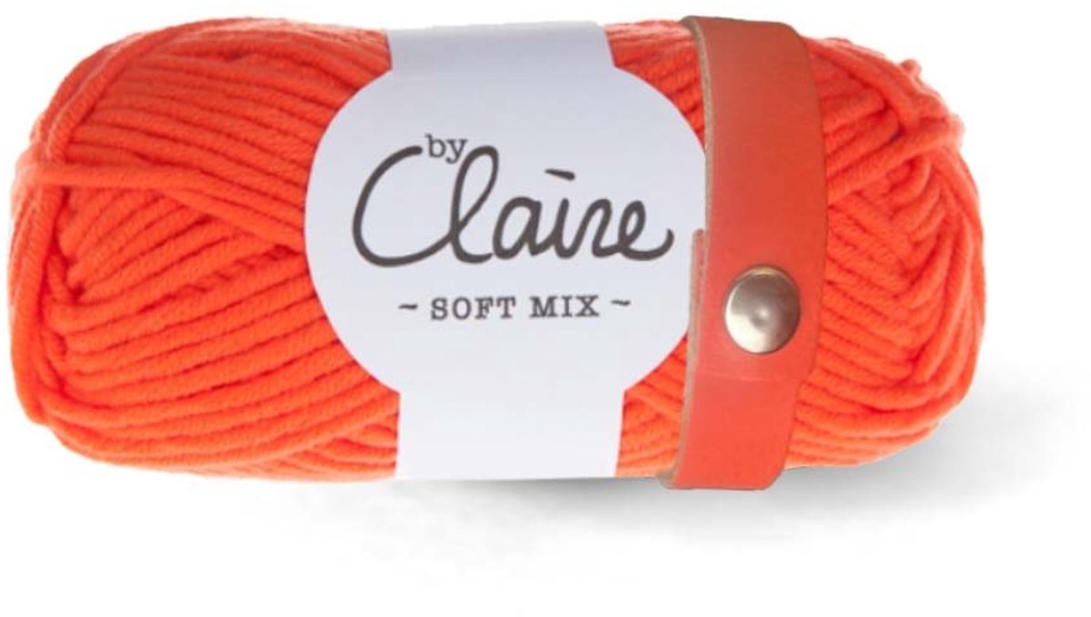 Leren Sjaal lus met drukknoop 21cm oranje