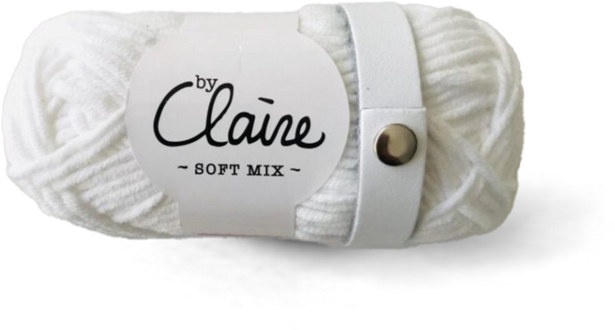 Leren Sjaal lus met drukknoop 21cm wit