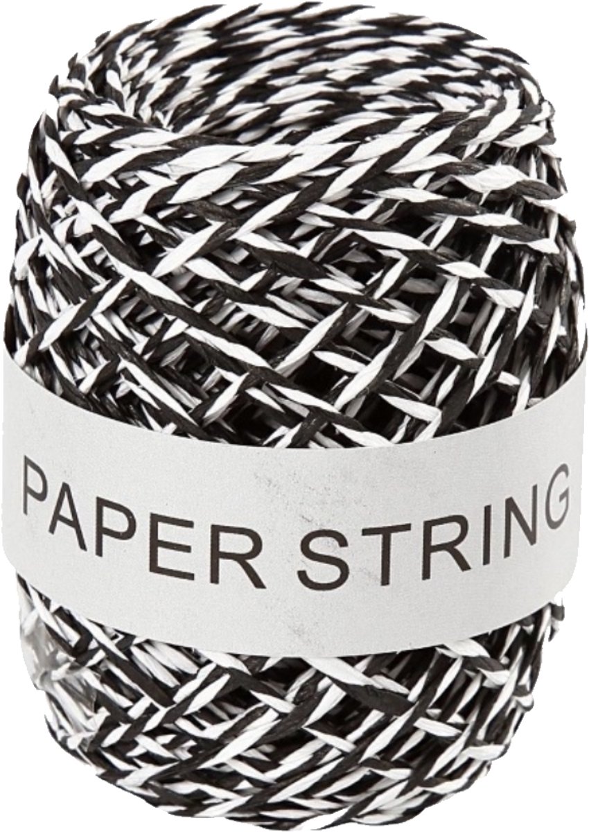 Papierkoord zwart/wit 50m