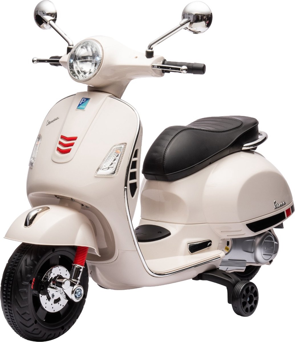 Eco Toys - Elektrische Vespa Scooter - Wit - Met LED-Koplamp, Claxon & Oplaadbare Batterij - Snelheid 2-3 km/u - Vanaf 3 Jaar - Max. 30 kg