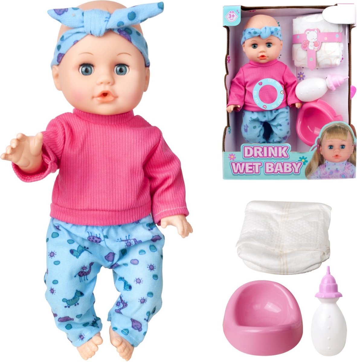 Eco Toys 33cm Pop Blauw/Roze Outfit met Accessoires HC531515