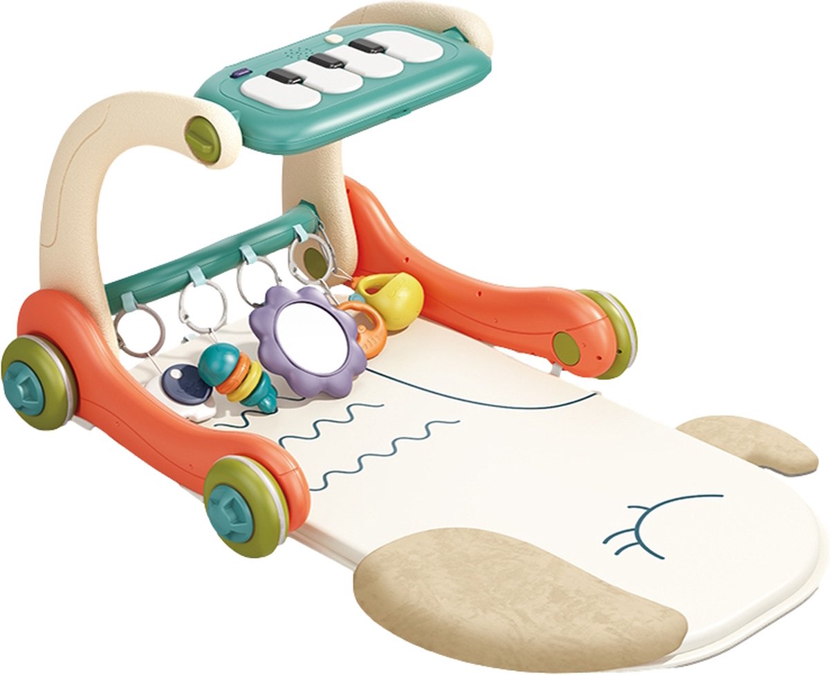 Eco Toys Oranje 3-in-1 Speelkleed en Loopwagen