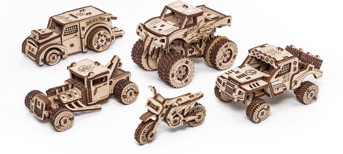 Eco-Wood-Art Voertuigen set - Houten Modelbouw