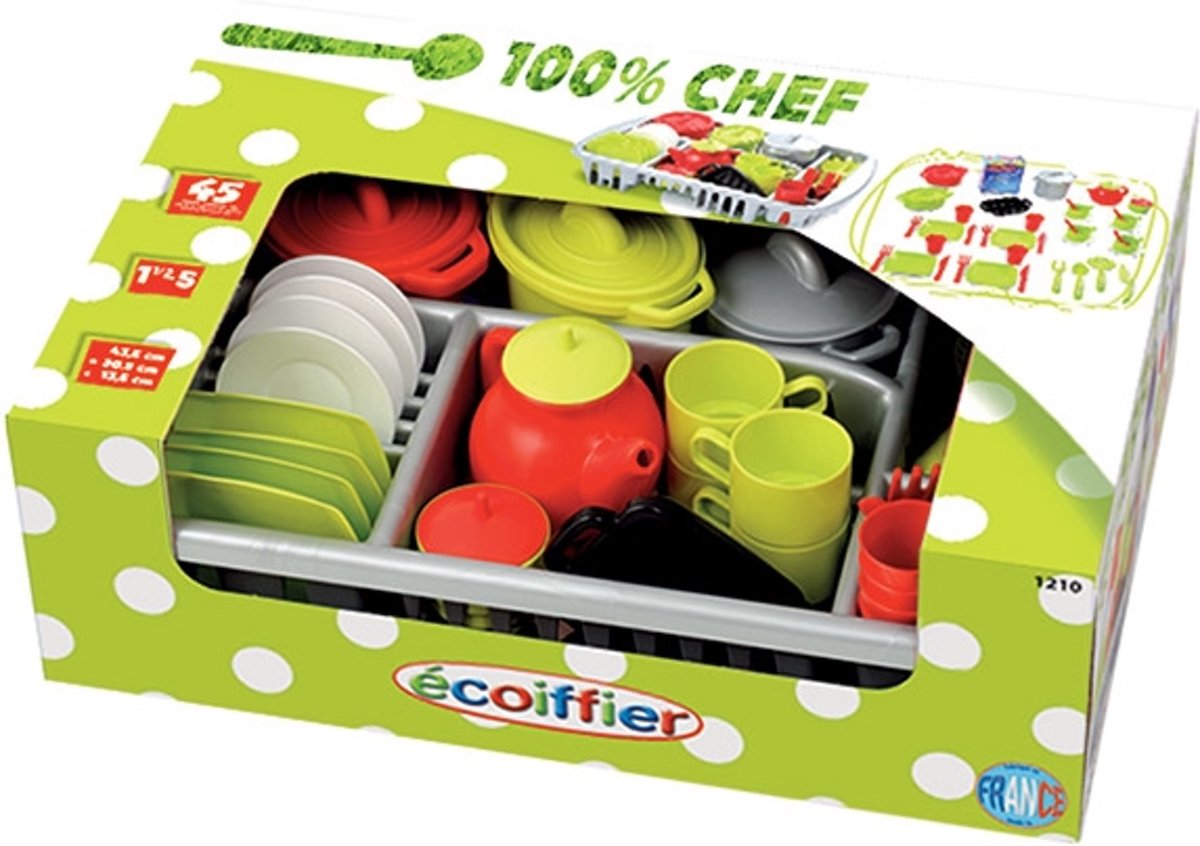 écoiffier 100% Chef: Servies In Afdruiprek 44 X 31 X 14 Cm